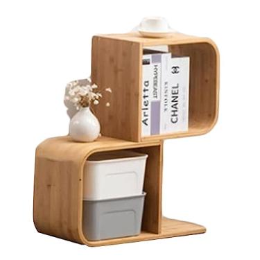 Imagem de TsoLay Estante criativa de madeira maciça, estante do chão ao teto, organizador de livros para CDs/filmes/livros, prateleiras organizadoras de livros