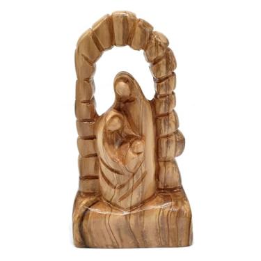 Imagem de Zuluf Presépio da Sagrada Família de Oliveira 15 cm - Esculpida à Mão Estátua de José Maria Bebê Jesus Decoração de Natal Belém HOF062