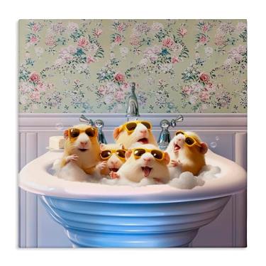 Imagem de Stupell Industries Design de arte de parede em tela de pia de porquinhos-da-índia por Jim Baldwin, 61 x 61 cm