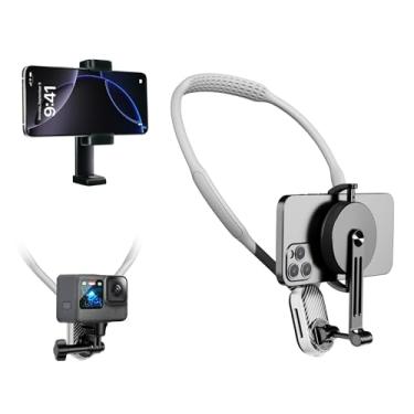 Imagem de FUNSNAP Suporte magnético de pescoço para celular Go Pro, liberação rápida, vídeo Vlog, suporte flexível para GoPro Hero 13 12 11 10 9 Insta360 X3 X4 DJI Action 3 4 5 Pro iPhone Android