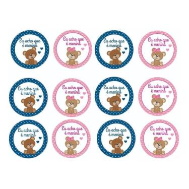 Imagem de 100 Adesivos Personalizados Chá Revelação - Menino E Menina - Fixa Per