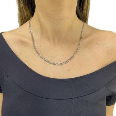 Imagem de Colar Cordão Feminino 3x1 Aço Inox Prata 50cm - Papillon Semi Jóias, P