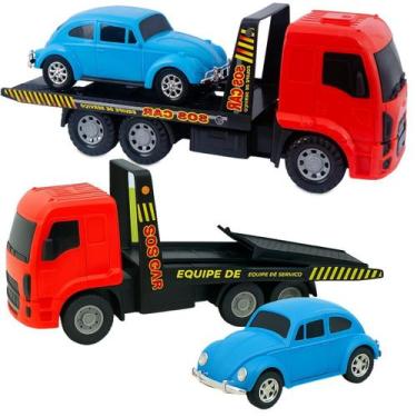Imagem de Brinquedo Reboque Guincho Articulado com Carrinho Fusca Envio Imediato