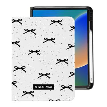 Imagem de BlHMCASE Capa fofa Kawaii com laço preto para iPad Air de 13 polegadas M2 2024 para iPad Pro 12,9 polegadas, capa 5ª 2021/6 de 2022 com suporte para lápis, hibernar/despertar automático e vários