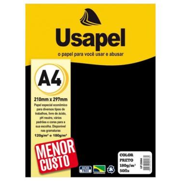 Imagem de Papel Color Preto A4 Gramatura 180g 50 Folhas para Desenhos Artesanato