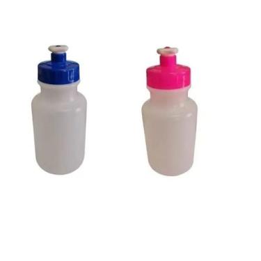 Imagem de Kit 12 Mini Garrafas Squeeze 300ml tampa rosa e azul - Lynx produções