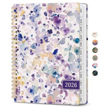 Imagem de Agenda 2026, agenda de planejamento semanal e mensal para mulheres, janeiro de 2026 a dezembro de 2026, livro de agenda de planejamento de capa dura com abas, encadernação em espiral, bolso interno
