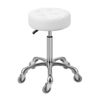 Imagem de Kaleurrier Banqueta ajustável para salão: cadeira giratória resistente com rodas para cabeleireiro, esteticista, dentista, spa, casa, escritório, cozinha, tatuagem dentária, uso em loja de tatuagem