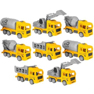 Imagem de Coleção 8 Caminhões de Fricção Infantil com Betoneira, Escavadeira e Caçamba