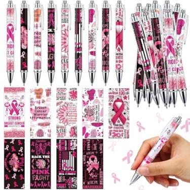 Imagem de Fuyoooo 36 Pieces Breast Cancer Awareness Ballpoint Pens for Women Bulk Pink Ribbon Retractable Gel Pens Black Ink Breast Cancer Awareness Accessories for Public Events Charity Supplies Decor