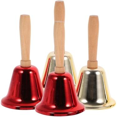 Imagem de DIYEAH 4 Sinos de Mão para Festa de, Cores Sortidas, 4,33 X 2,55 Polegadas, Madeira E Metal, Sinos de Guizo para Decoração de Festivais E Brincadeiras