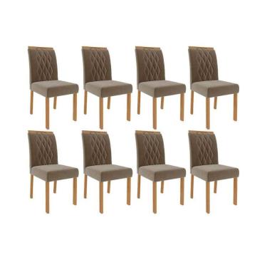Imagem de Kit 8 Cadeiras Sala Jantar Juliana Wood 8 Un Carvalho/Suede Joli Capuccino - Cimol