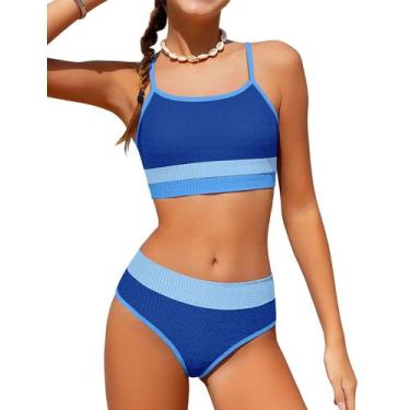 Imagem de Biquíni colorido TALLWH para meninas, 2 peças de 9 a 10 anos