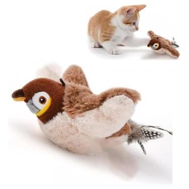Imagem de Brinquedo interativo elétrico recarregável para gatos e pássaros, brinquedo interativo para gatos que canta, ativado por toque, não voa, adequado para gatinhos ou cães pequenos