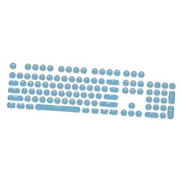 Imagem de KiBcsLic Conjunto de teclas de para jogos, teclas de máquina de escrever, 104 para teclados mecânicos 61/87/104, de teclado redondas galvanizadas, Azul