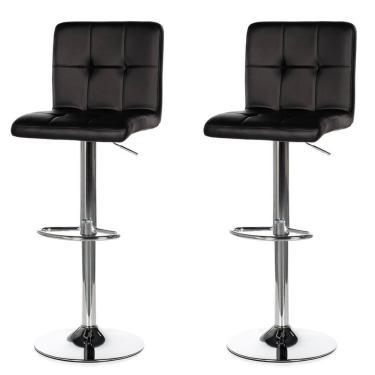 Imagem de Kit 2 Banqueta Giratória ANM2800B Gomos Confort  Anima Office Estofada em PU Preta Base Cromada