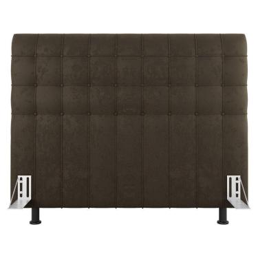 Imagem de Cabeceira Cama Box Casal King Size Dahlia 195Cm Com Frame Suede Marrom - Abmaza