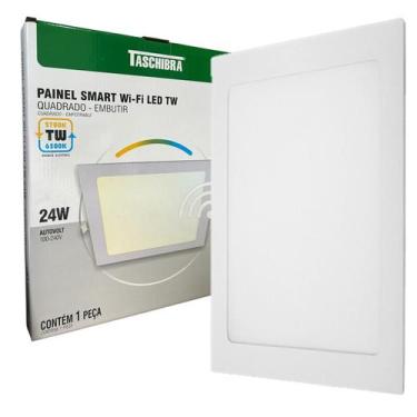 Imagem de Painel Plafon Quadrado Embutir 24w Inteligente Smart Wi-fi - TASCHIBRA