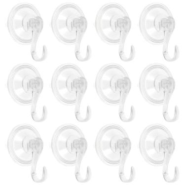 Imagem de KTZCTPCA 12 peças de gancho de ventosa de guirlanda, gancho de sucção de chuveiro resistente, suporte de ventosa de porta de vidro de janela, ganchos de chuveiro a vácuo, ventosa de sucção para