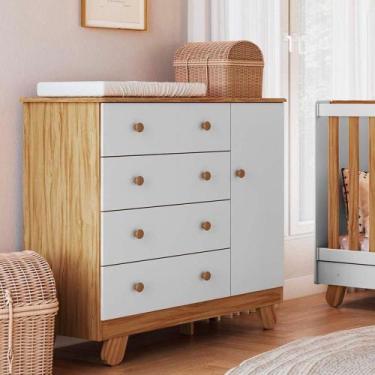Imagem de Cômoda Infantil 1 Porta 4 Gavetas 100% Mdf 95cm Levy Espresso Móveis A