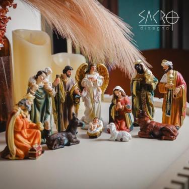 Imagem de Presépio Natal 12cm Completo 11 Peças Resina Imporada - Sacro