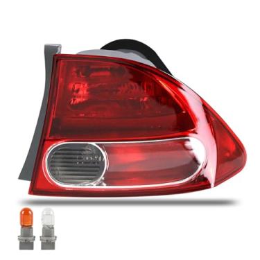Imagem de Lathsy Conjunto de luz traseira compatível com Honda Civic 2006 2007 2008 4 portas sedã/híbrido direito passageiro lado externo com lâmpadas de substituição 33501SNAA02