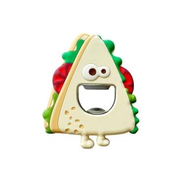 Imagem de DIKIMO Abridor de garrafa de silicone em forma de desenho animado, abridor de refrigerante de cerveja de metal para geladeira, barman, cozinha, bar (sanduíche)