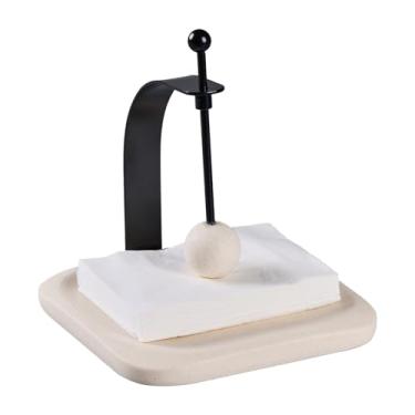 Imagem de Porta-guardanapos de pedra de areia bege - Guardanapo de papel quadrado decorativo e suporte de toalha para cozinha, restaurante, banheiro - Organizador de mesa de resina durável - Presente elegante