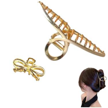 Imagem de Kit 2x Piranha Prendedor De Cabelo Metal Piranha Presilha Dourada Metal Mulheres Luxo Vintage Feminina Elegante Menina