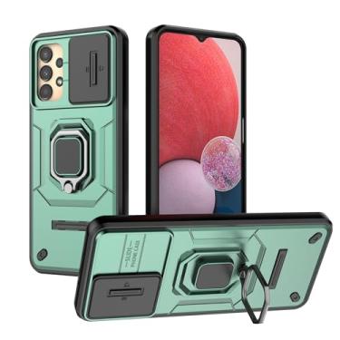 Imagem de SORAKA Capa para Samsung Galaxy A13 5G/4G com suporte de anel e tampa deslizante para câmara capa Samsung A13 com placa metálica para suporte magnético de carro capa de dupla camada em PC e TPU