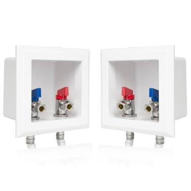 Imagem de (1 pacote) Caixa de saída de torneira GUOFIS para abastecimento de água quente e fria, entrada de conexão de expansão Pex-A F1960 de 1/2 polegada com válvula de esfera de 1/4 de volta