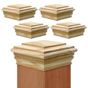 Imagem de Sasylvia 4 peças de tampas de poste de madeira resistentes ao apodrecimento, tampas decorativas para decks caixas de correio e cercas externas (15 x 15 cm)