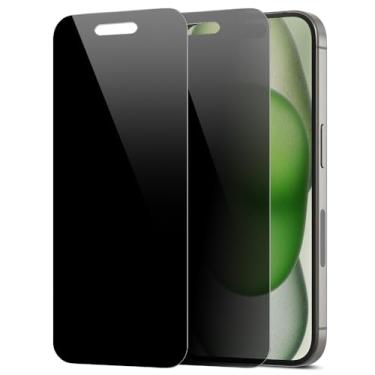 Imagem de Diacube Pacote com 2 protetores de tela de privacidade para iPhone 15 Plus [anti-espião de 27°] Película híbrida de PET revestida de vidro duplo 9H ultrafina [inquebrável] resistente a arranhões