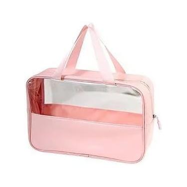 Imagem de Necessaire Transparente Organizador Viagem Bolsa Média (ROSA)