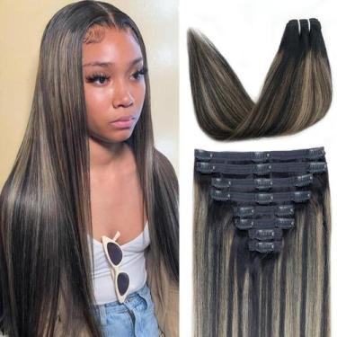 Imagem de Extensões de cabelo Clip In Pobokix FB27 Balayage de preto a loiro