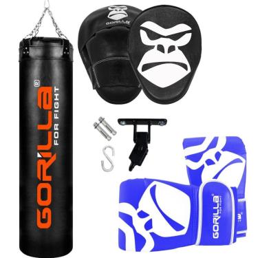 Imagem de Kit Saco De Pancada PRO 160Cm + Manopla De Foco + Luva Bate Saco Pro + Suporte Articulado Gorilla-Unissex