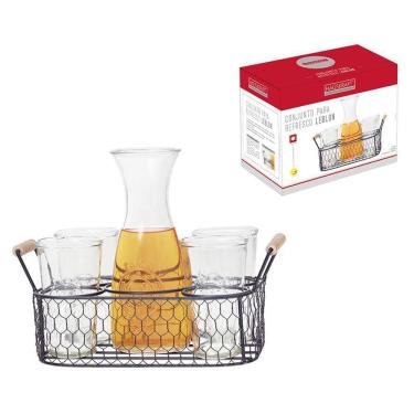 Imagem de Conjunto Para Refresco Leblon Preto 6 Peças 1 Jarra 4 Copos