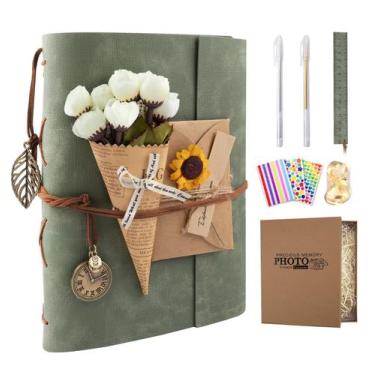 Imagem de Álbum de fotos ALKALO 104 páginas: Leather DIY Scrapbook