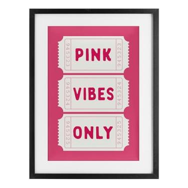 Imagem de Stupell Industries Pink Vibes Only Tickets Impressão emoldurada preta sob vidro, design por Lettered and Lined, 23 x 17