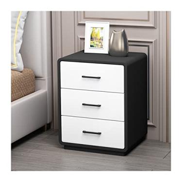 Imagem de Mesa de cabeceira, mesas de cabeceira com 3 gavetas brancas, mesas modernas de madeira para quarto, mesa de cabeceira de sala de estar (cor: preto)