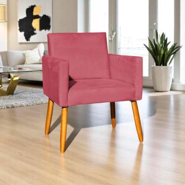 Imagem de Poltrona Decorativa Para Sala Nina Cadeira Reforçada Para Recepção Manicure Sala De Espera Escritório Consultório - (Rosê)