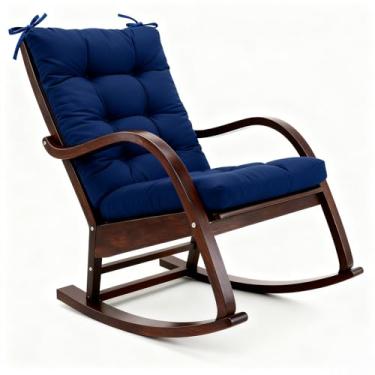 Imagem de Almofada de cadeira de balanço à prova d'água, conjunto de almofadas de cadeira inferior superior com laços, almofadas de assento antiderrapantes macias e confortáveis para móveis externos e internos