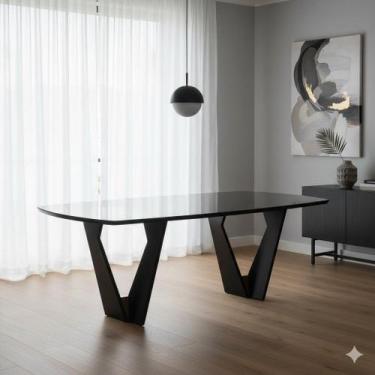 Imagem de Mesa de Jantar 6 Lugares Retangular Tampo Vidro/MDF Lavanda - Herval
