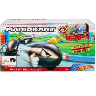 Imagem de Pista hot wheels Carro com Lançador Mario Kart Bullet Bill - Mattel - gky54