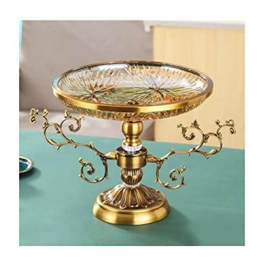 Imagem de SUNESA Fruteira prato de frutas novo estilo chinês retro grande vidro decoração prato de frutas casa sala de estar mesa de jantar decoração tigela de frutas tigela de doces cesta de frutas