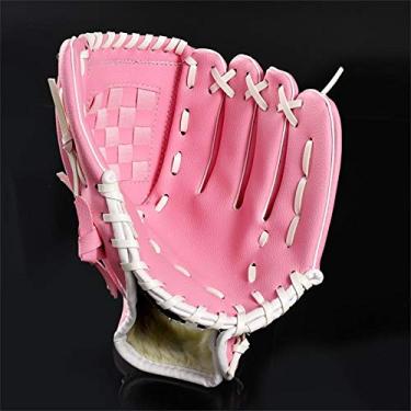 Imagem de Luva de beisebol desportos ao ar livre luva de beisebol castanha equipamento de prática de softball mão esquerda para homem adulto mulher treino luvas de softball (cor: Pink, US Size: 12,5