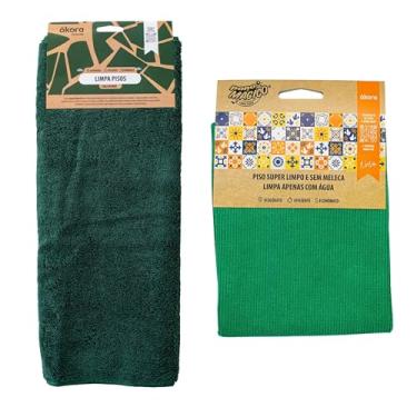 Imagem de Kit 2pcs Pano De Chão Limpa Pisos 40x60cm Área Interna Limpeza Superior Limpa Só Com Água Ákora (Limpa Pisos Area Interna Verde Escuro)