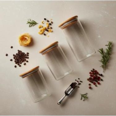 Imagem de Potes Herméticos Porta-Mantimentos com Tampa de Bambu Sustentável – 3 Peças Armazenamento de Alimentos e Grãos - Vidro Borossilicato Recipiente