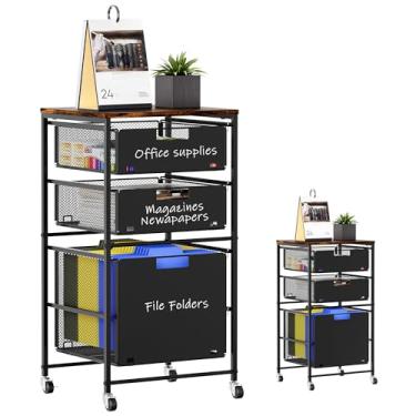 Imagem de Solinxe Organizador de arquivos, prateleira de armazenamento de bandeja de papel de malha móvel, carrinho utilitário para escritório escolar em casa (3 camadas)