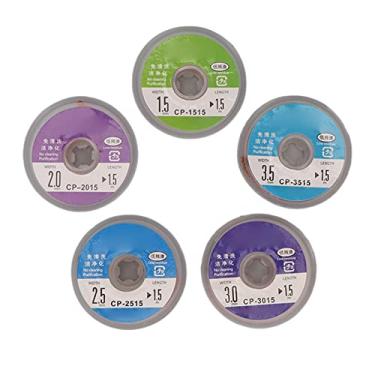 Imagem de Conjunto de pavio de solda premium 5 peças de fio de dessoldagem de cobre pavio de trança de soldagem 1,5 mm 2 mm 2,5 mm 3 mm 3,5 mm de largura 1,5 m de comprimento para reparos